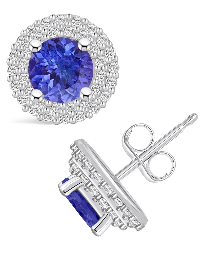 Macy's Tanzanite (1-/ Ct. t.w.) and Diamond (1/2 Halo Stud Earrings