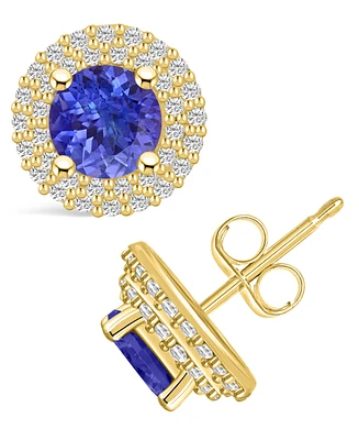 Macy's Tanzanite (1-/ Ct. t.w.) and Diamond (1/2 Halo Stud Earrings