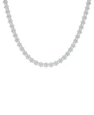 Macy's Fine Silver Plated Cubic Zirconia Hexagon Necklace