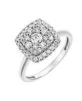 Diamond Cushion Cushion Cluster Engagement Ring (3/4 ct. t.w.) in 14k White Gold