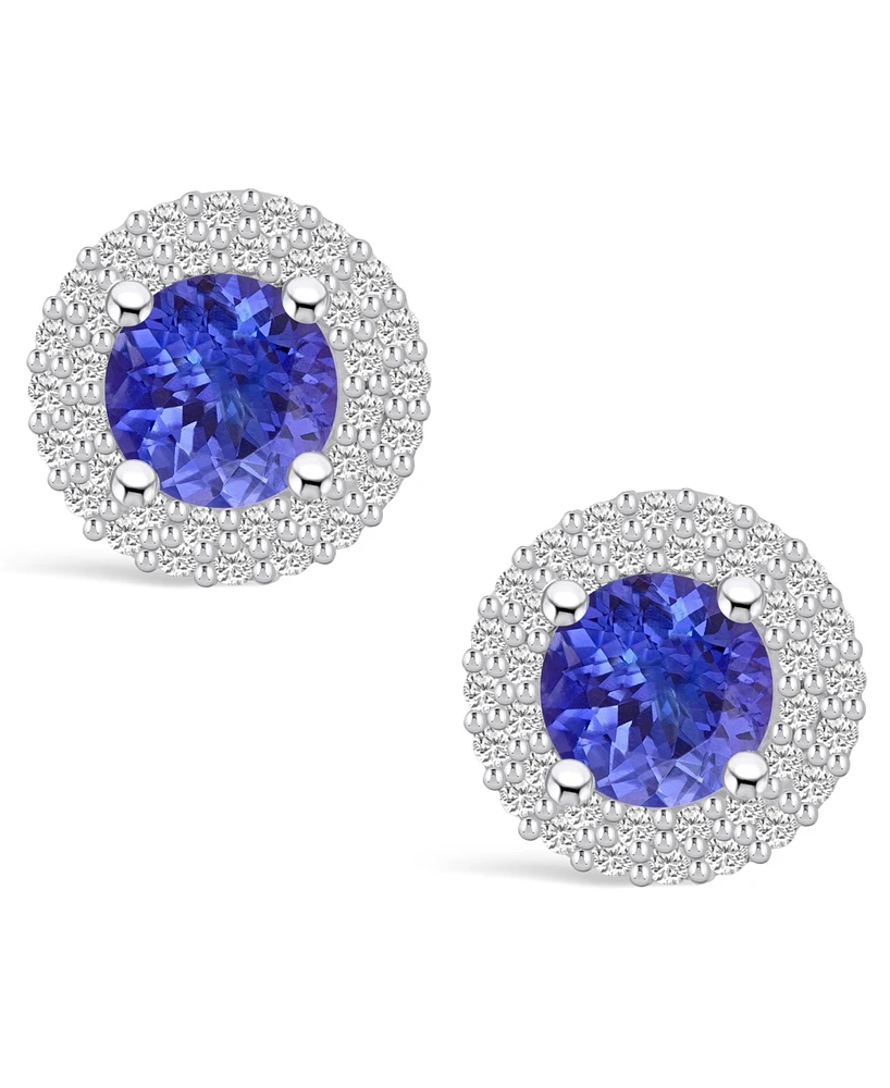 Macy's Tanzanite (1-/ Ct. t.w.) and Diamond (1/2 Halo Stud Earrings