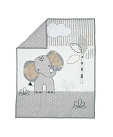 Lambs & Ivy Jungle Safari Elephant 3-Piece Mini Crib Bedding Set - Gray/White