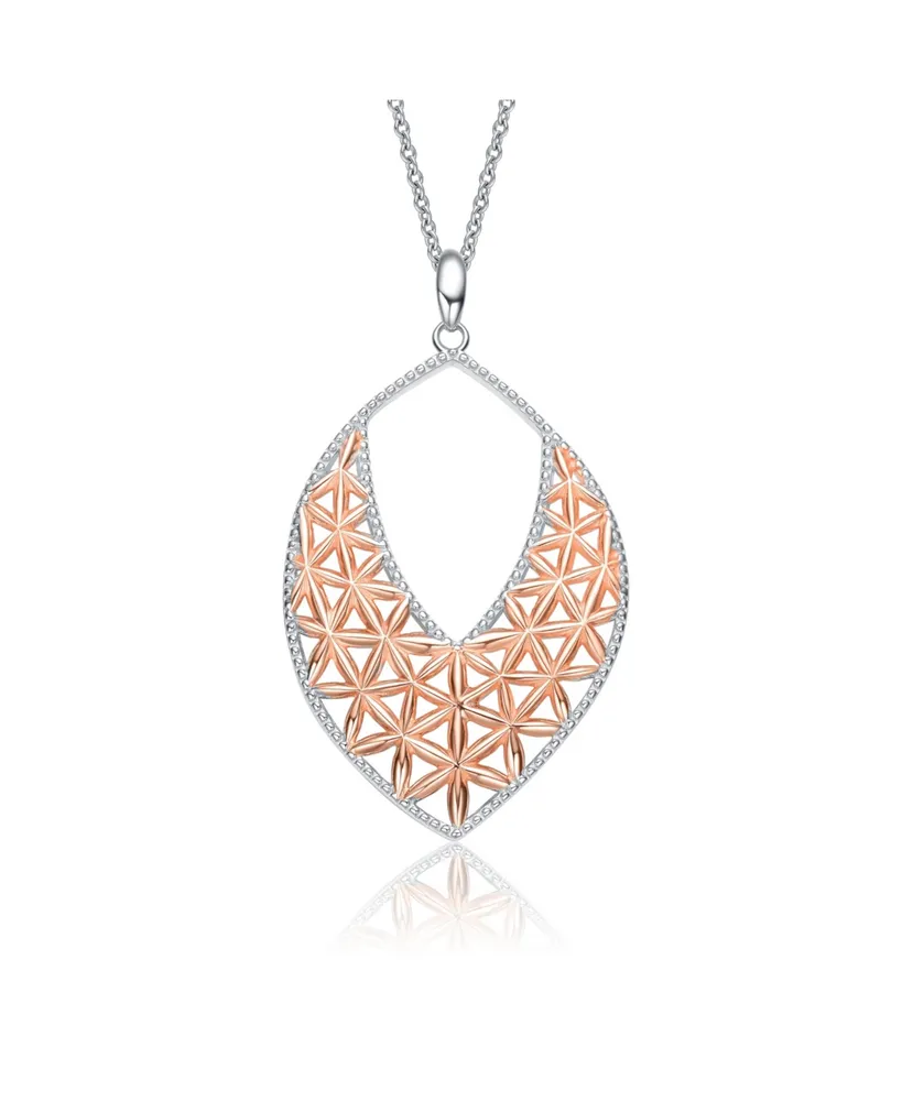 Classy Sterling Silver Two-Tone Pendant Necklace