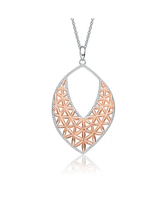 Classy Sterling Silver Two-Tone Pendant Necklace