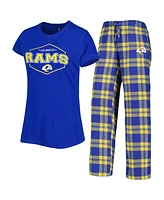 Women's Concepts Sport Navy, Gold Los Angeles Rams Badge T-shirt and Pants Sleep Set