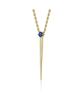 14k Yellow Gold Plated with Green Cubic Zirconia Solitaire Spike Pendant Y-Necklace Sterling Silver