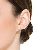 14k Gold Plated with Mother of Pearl & Cubic Zirconia Butterfly Stud Earrings