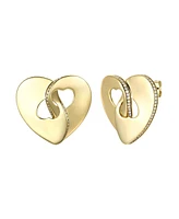 14k Gold Plated with Cubic Zirconia Modern Abstract Flower Stud Earrings