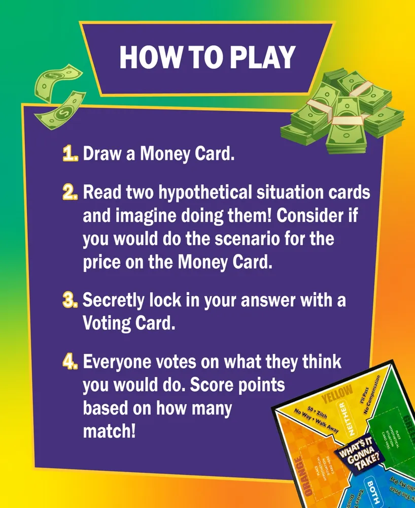 Zobmondo What's it Gonna Take Board Game Big Question and Answer Family Game
