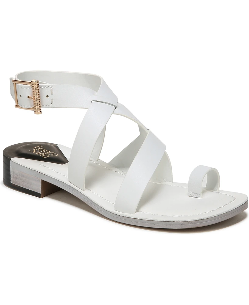 Franco Sarto Women's Ina Toe Loop Ankle Strap Stacked Heel Sandals