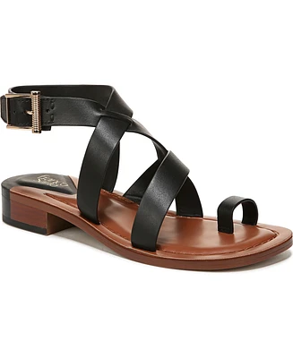 Franco Sarto Women's Ina Toe Loop Ankle Strap Stacked Heel Sandals