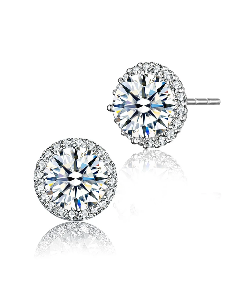 Sterling Silver with Colored Cubic Zirconia Stud Earrings