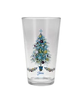 Fiesta Blue Christmas Tree Tapered Cooler 4 Piece Glass Set, 16 oz