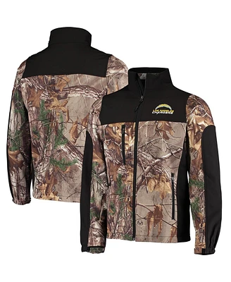 Men's Dunbrooke Realtree Camo, Black Los Angeles Chargers Circle Hunter Softshell Full-Zip Jacket