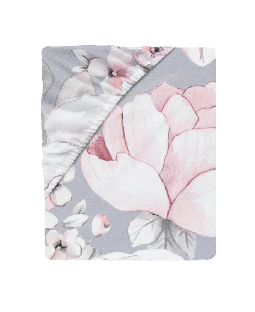 Lambs & Ivy Signature Botanical Baby Watercolor Floral Cotton Crib Sheet