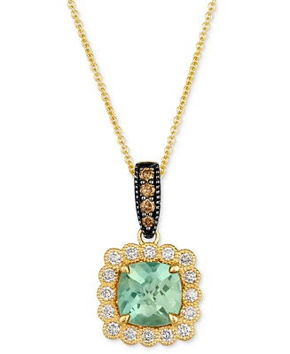 Le Vian Mint Julep Quartz (2-1/6 ct. t.w.) & Diamond (3/8 ct. t.w.) Halo Pendant Necklace in 14k Gold, 18" + 2" extender