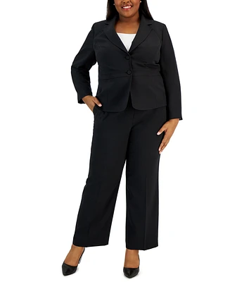 Le Suit Plus Crepe Two-Button Blazer Pantsuit