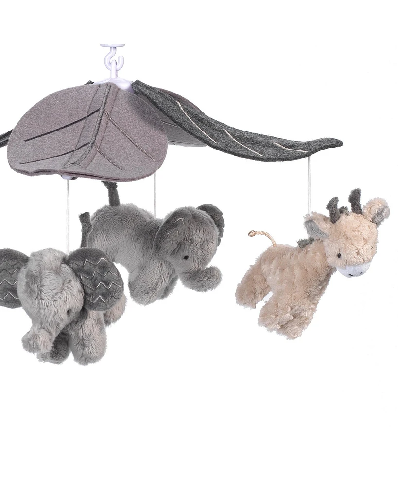 Lambs & Ivy Baby Jungle Animals Gray/Tan Musical Crib Mobile Soother Toy