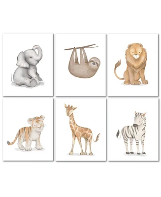 Lambs & Ivy Watercolor Safari Jungle Animals Unframed Nursery/Child Wall Art