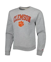 Men's League Collegiate Wear Heather Gray Clemson Tigers 1965 Arch Essential Fleece Pullover Sweatshirt