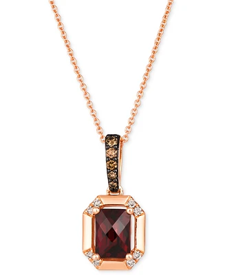 Le Vian Pomegranate Garnet (1-3/8 ct. t.w.) & Diamond (1/8 ct. t.w.) Pendant Necklace in 14k Rose Gold, 18" + 2" extender
