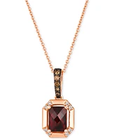 Le Vian Pomegranate Garnet (1-3/8 ct. t.w.) & Diamond (1/8 ct. t.w.) Pendant Necklace in 14k Rose Gold, 18" + 2" extender
