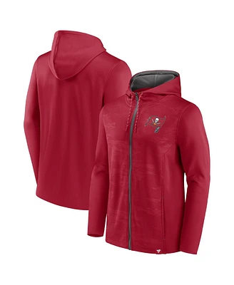 Men's Fanatics Red, Pewter Tampa Bay Buccaneers Ball Carrier Full-Zip Hoodie