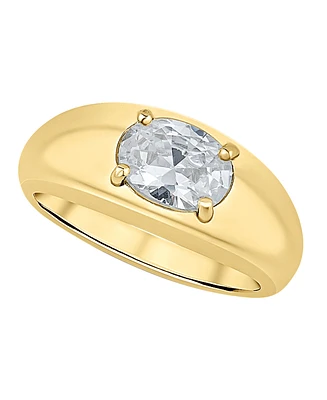 And Now This Cubic Zirconia 18K Gold-Plated Oval Ring