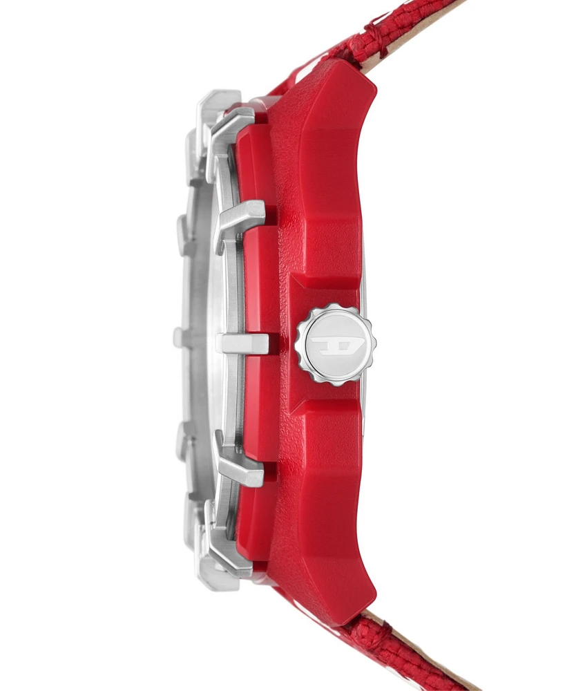 Diesel Men's Framed Three-Hand Solar-Powered Red Polyethylene Terephthalate Watch 51mm