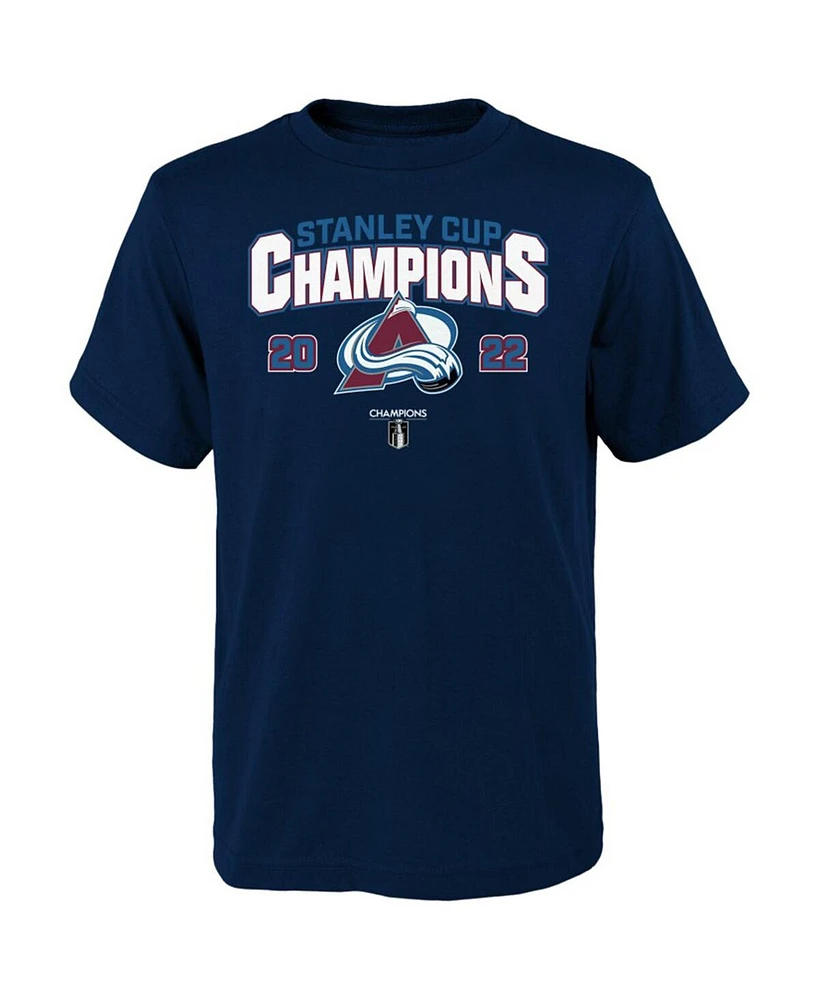 Youth Boys Fanatics Navy Colorado Avalanche 2022 Stanley Cup Champions Roster T-shirt