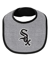 Newborn and Infant Boys Girls Black, Heather Gray Chicago White Sox Little Champ Three-Pack Bodysuit Bib Booties Set