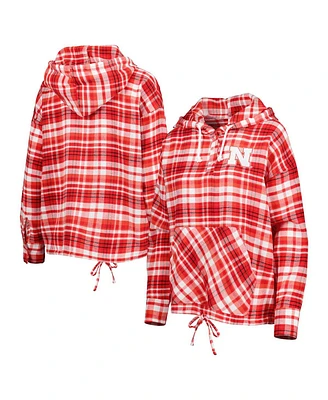 Women's Concepts Sport Scarlet Nebraska Huskers Mainstay Plaid Pullover Hoodie