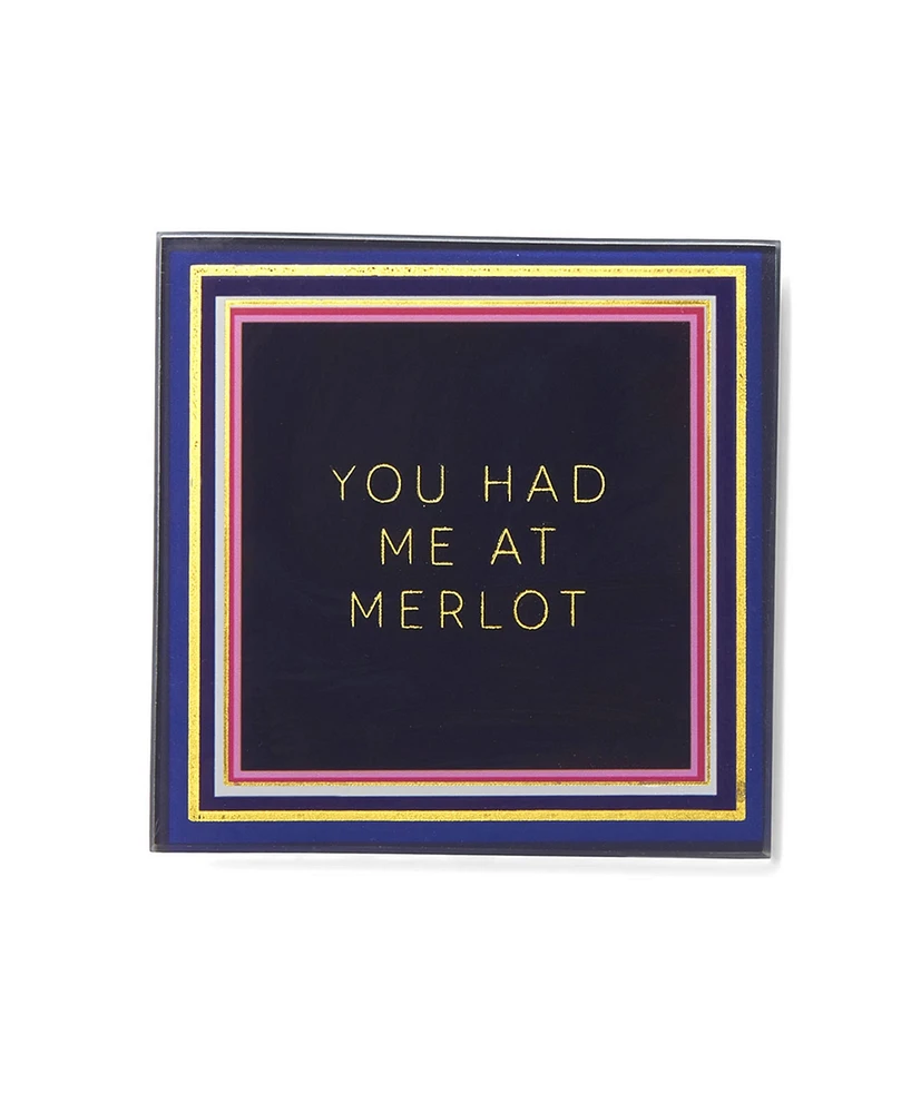 Trina Turk 4" Glass Coaster Set, 4 Piece