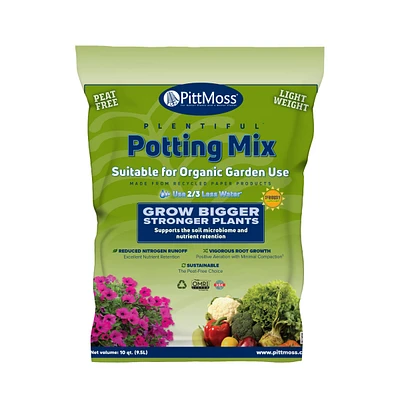 Pitt Moss PittMoss Plentiful Peat-Free Potting Mix For Gardening, 10 Quart Bag