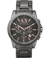 A|X Armani Exchange Men's Chronograph Gunmetal Gray Stainless Steel Bracelet Watch 45mm