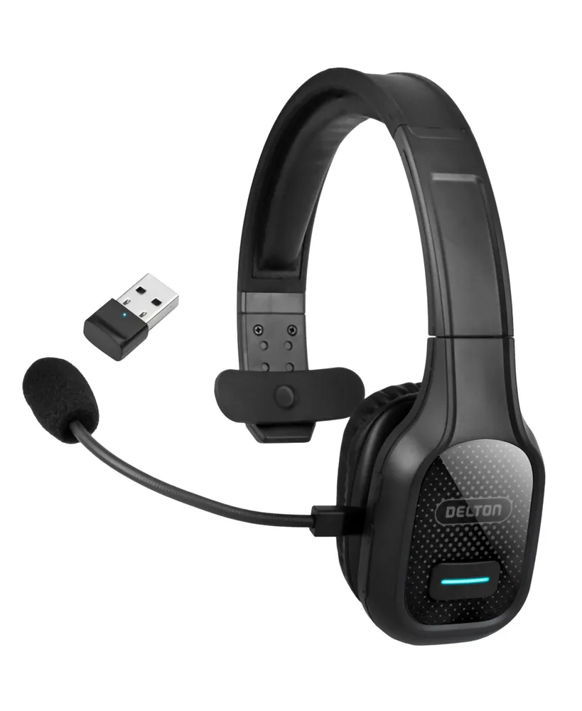 Delton Wireless Computer Headset with Usb Dongle, Trucker Bluetooth Headset with Noise Canceling Mic, 35Hrs talk time, Wireless Headset for Computer,