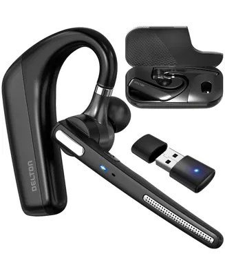 Ultralight Bluetooth Headset with Noise Cancelling Microphone, Bluetooth Earpiece with Charging Case, Auto Pair Usb Dongle for Pc/Laptop, Compatible w