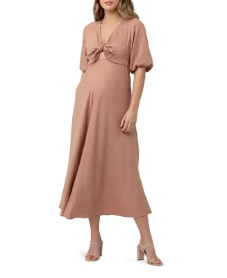 Ripe Maternity Camille Tie Front Midi Dress
