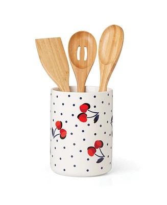 Kate Spade New York Vintage-Like Cherry Dot Utensil Crock Set, 4 Piece