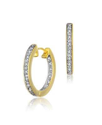Sterling Silver Cubic Zirconia Round Huggie Shape Hoop Earring