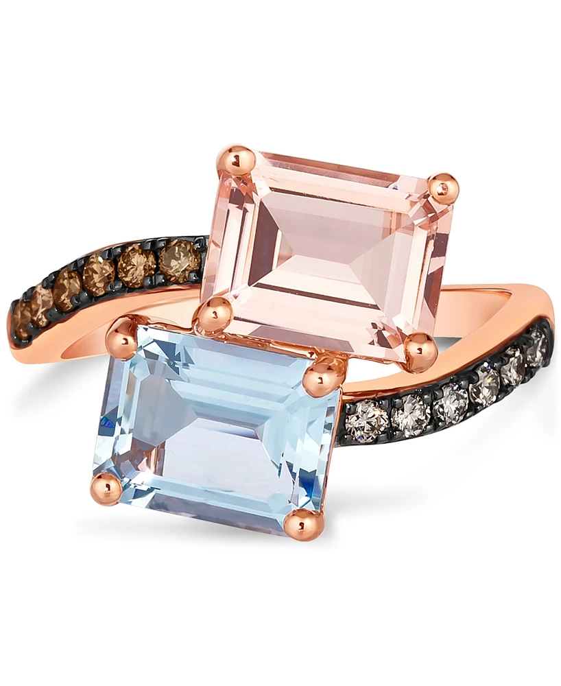 Le Vian Multi-Gemstone (3-5/8 ct. t.w.) & Diamond (1/5 ct. t.w.) Bypass Ring in 14k Rose Gold