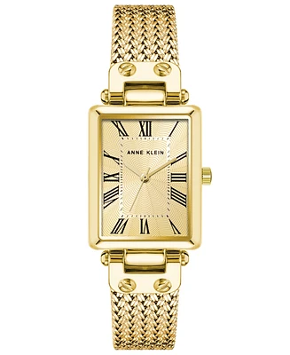 Anne Klein Women's Three Hand Quartz Gold-tone Stainless Steel Band Watch, 21.5mm