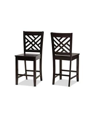 Baxton Studio Caron Modern and Contemporary Transitional 2-Piece Finished Wood Counter Stool Set
