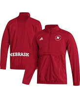 Men's adidas Scarlet Nebraska Huskers Aeroready Half-Zip Jacket