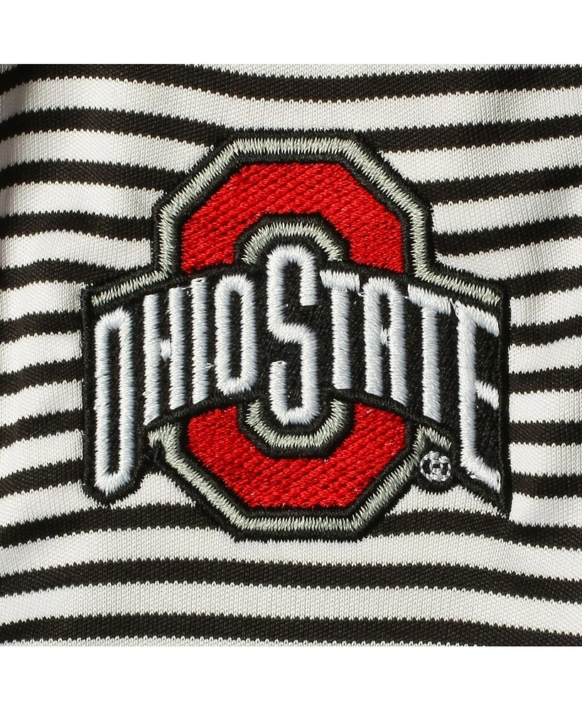 Infant Boys and Girls Garb Black, White Ohio State Buckeyes Carson Striped Short Sleeve Bodysuit