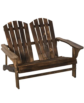 Outsunny 2-Person Adirondack Loveseat, Wood,