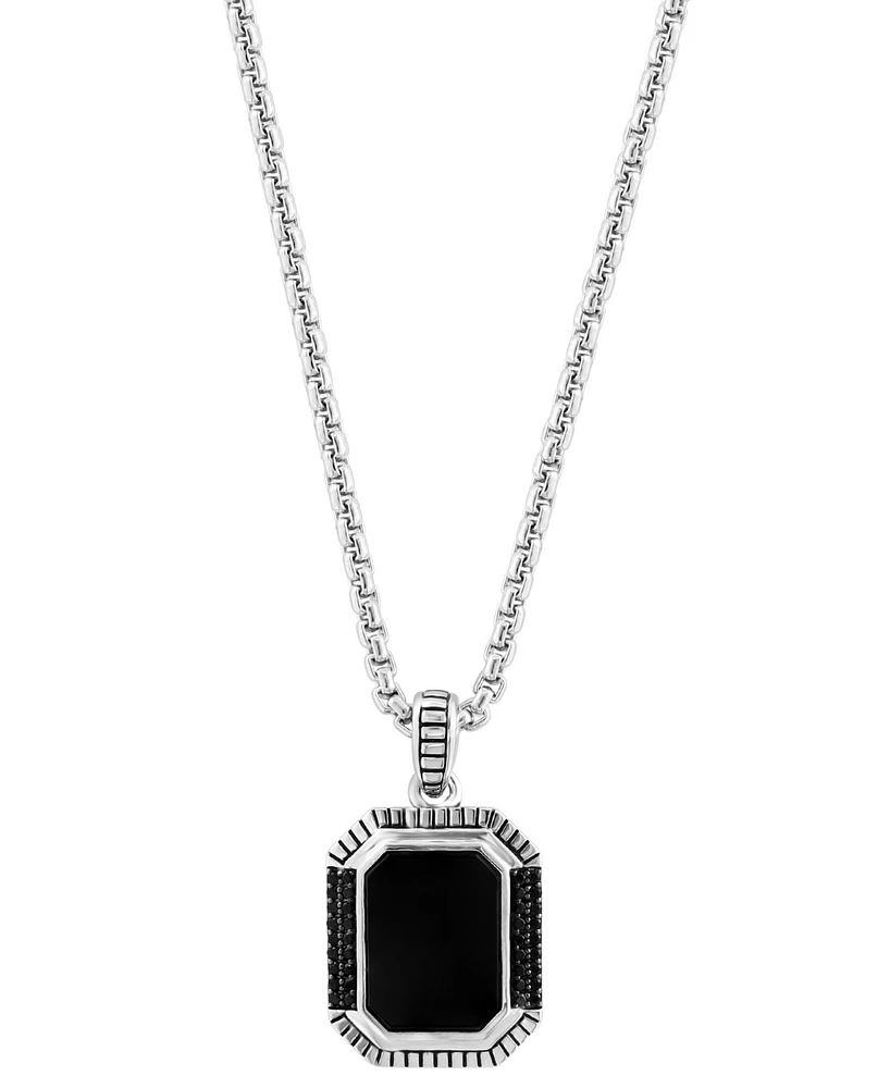 Effy Men's Onyx & Black Spinel 22" Pendant Necklace in Sterling Silver