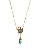 2028 Glass Multi Ab Petal Pendant Necklace