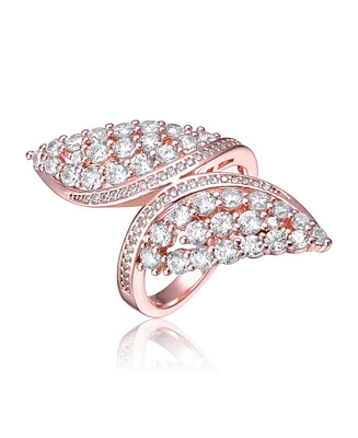 Ra 18K Rose Gold Plated Clear Cubic Zirconia Cluster Wing Ring