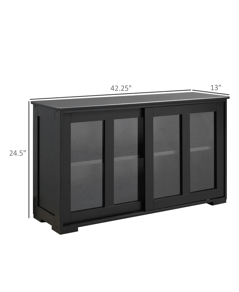Homcom Kitchen Storage Cabinet with Shelf and Sliding Glass Door,